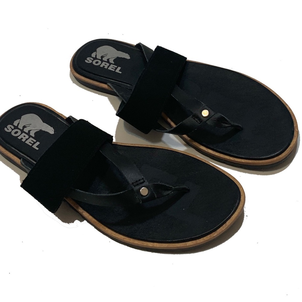 8.5 / Sorel Black Leather sandals Shoes
